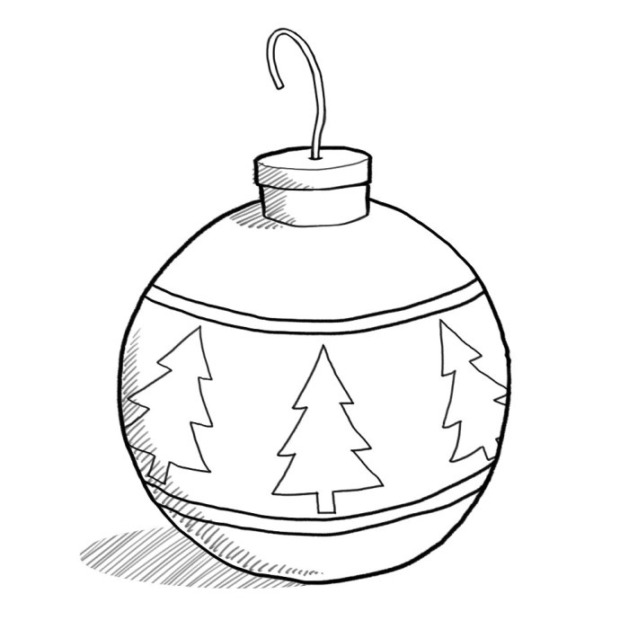 Christmas ornament clip art black and white